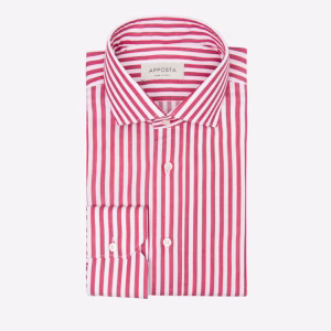Red Untucked Cotton Stripe Shirt