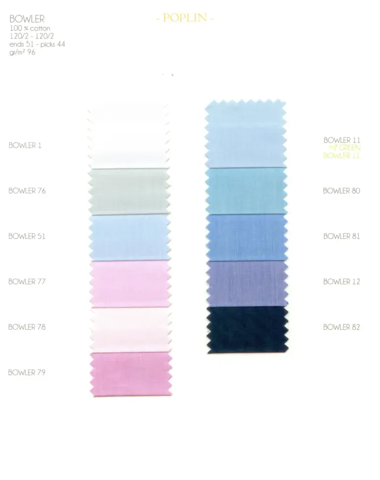Cartella colore tessuti BOWLER
