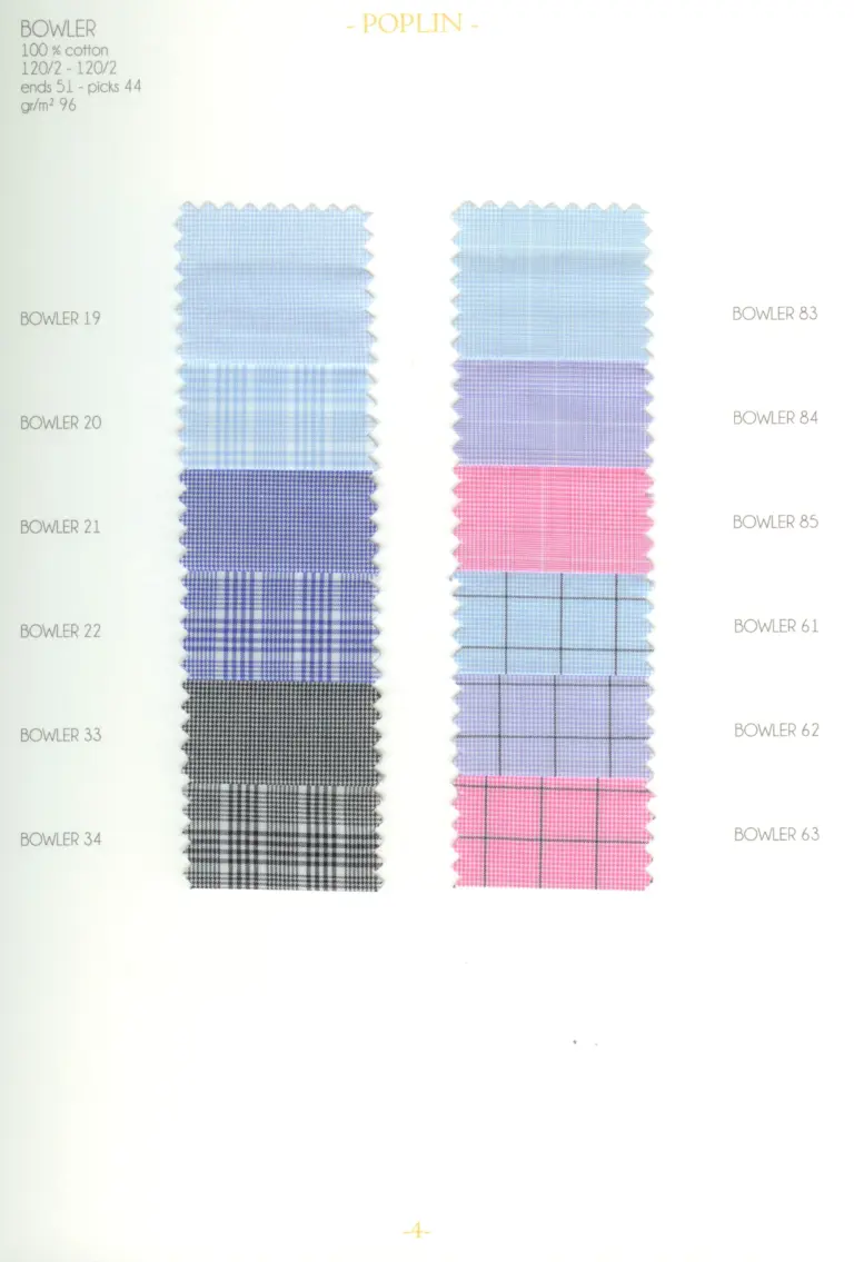 Cartella colore tessuti BOWLER