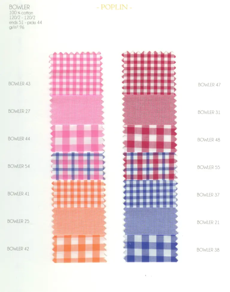 Cartella colore tessuti BOWLER