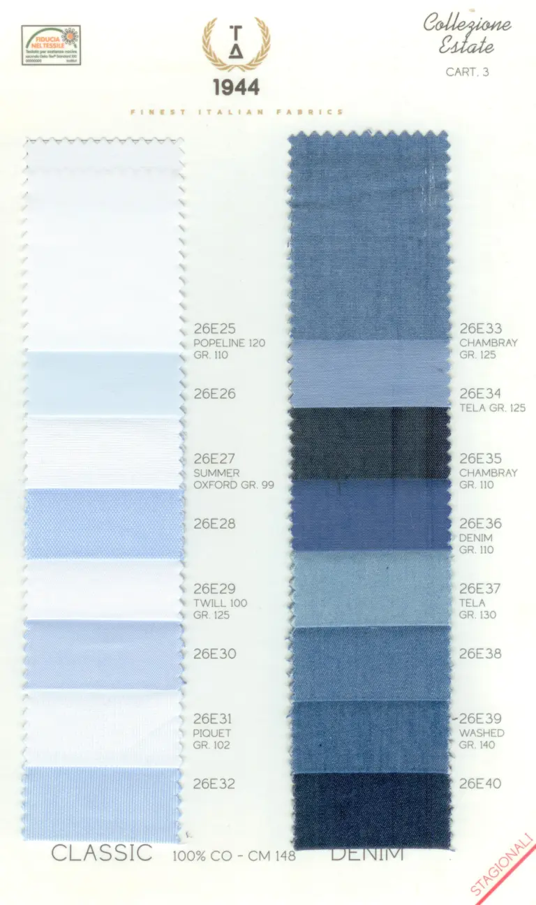 Cartella colore tessuti CLASSIC DENIM