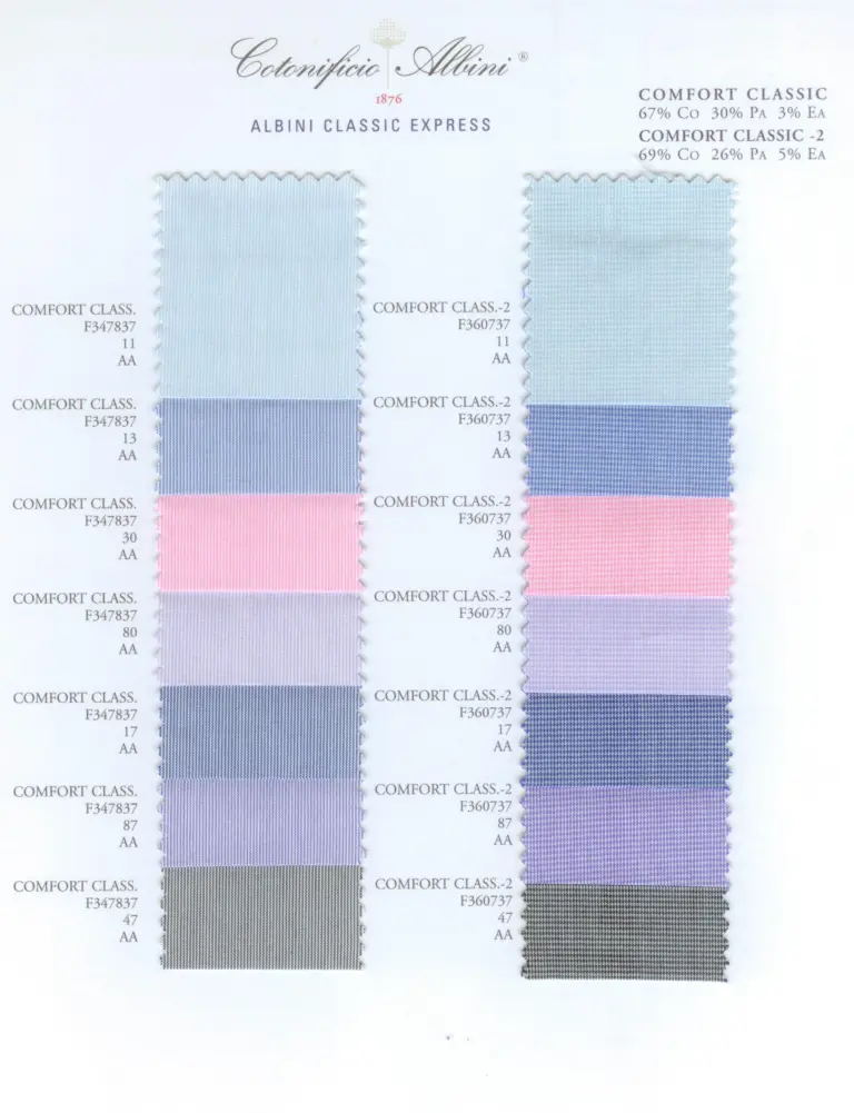 Cartella colore tessuti COMFORT CLASSIC