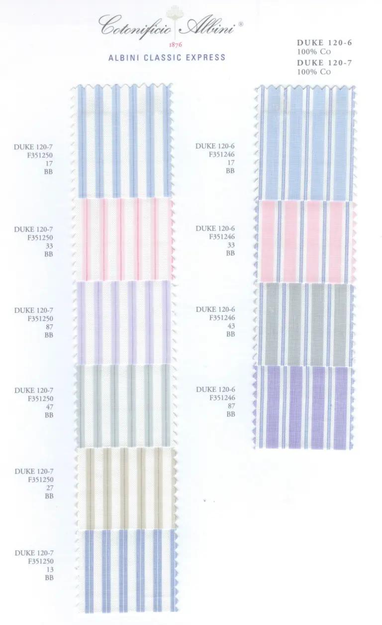 Cartella colore tessuti DUKE 120-6 120-7